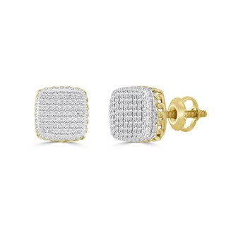 10K Solid Gold 1/4 CT. T.W. Diamond Cuban Link Side Studs