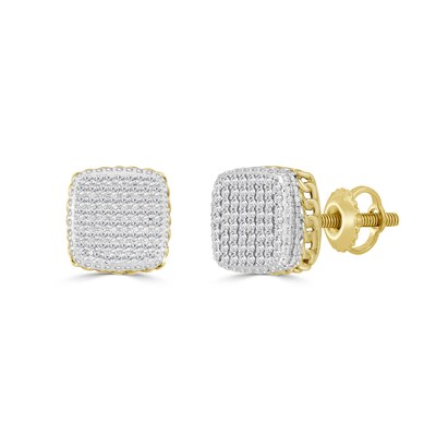 10K Solid Gold 1/4 CT. T.W. Diamond Cuban Link Side Studs
