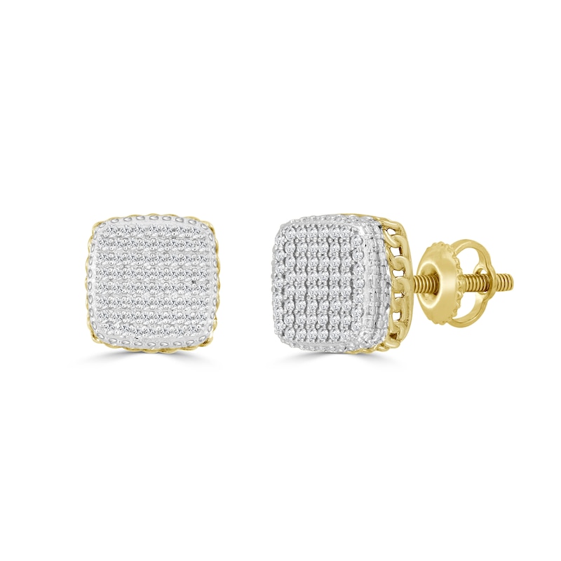 Main Image 1 of 10K Solid Gold 1/4 CT. T.W. Diamond Cuban Link Side Studs