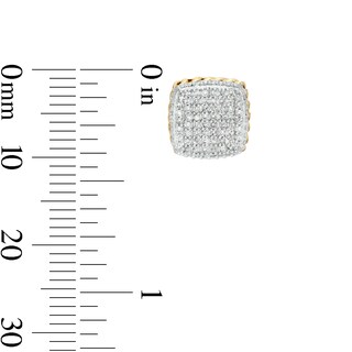 10K Solid Gold 1/4 CT. T.W. Diamond Cuban Link Side Studs