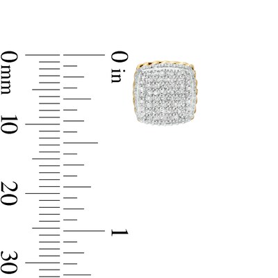10K Solid Gold 1/4 CT. T.W. Diamond Cuban Link Side Studs