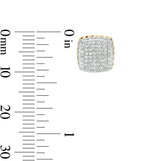 10K Solid Gold 1/4 CT. T.W. Diamond Cuban Link Side Studs