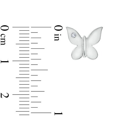 Diamond Accent Solitaire Butterfly Stud Earrings in Sterling Silver