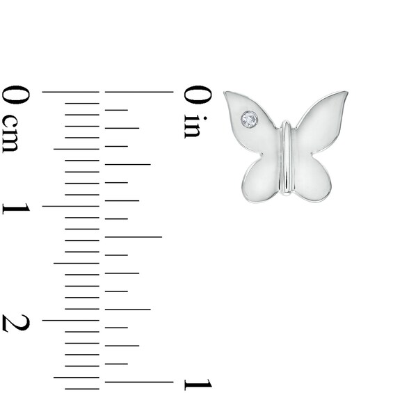 Diamond Accent Solitaire Butterfly Stud Earrings in Sterling Silver