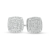 Thumbnail Image 0 of 1/20 CT. T.W. Diamond Cushion-Shaped Double Frame Stud Earrings in Sterling Silver
