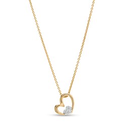 Multi-Diamond Accent Double Heart Tilted Pendant in Sterling Silver with 14K Gold Plate