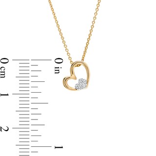 Multi-Diamond Accent Double Heart Tilted Pendant in Sterling Silver with 14K Gold Plate