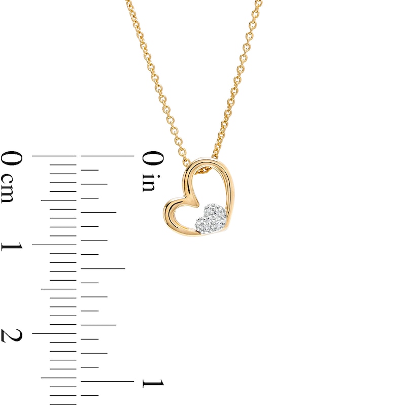 Main Image 2 of Multi-Diamond Accent Double Heart Tilted Pendant in Sterling Silver with 14K Gold Plate