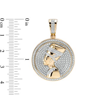 1/6 CT. T.W. Diamond Frame Nefertiti Medallion Necklace Charm in Sterling Silver with 14K Gold Plate