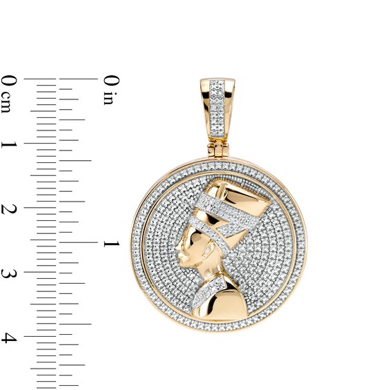 1/6 CT. T.W. Diamond Frame Nefertiti Medallion Necklace Charm in Sterling Silver with 14K Gold Plate