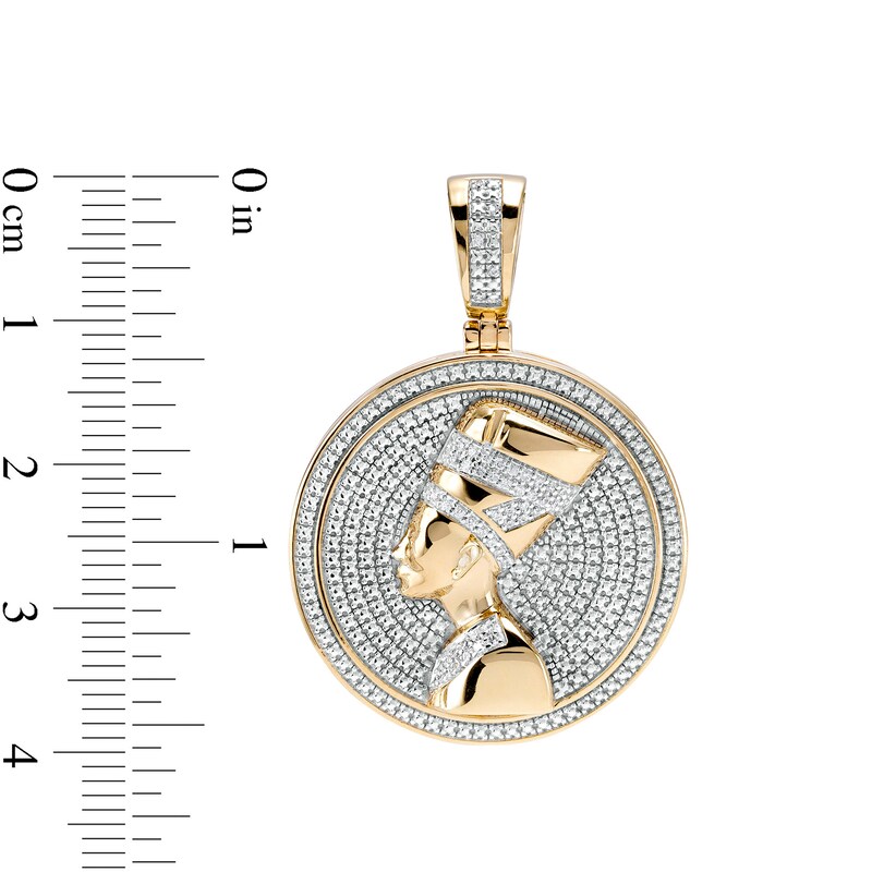 Main Image 2 of 1/6 CT. T.W. Diamond Frame Nefertiti Medallion Necklace Charm in Sterling Silver with 14K Gold Plate