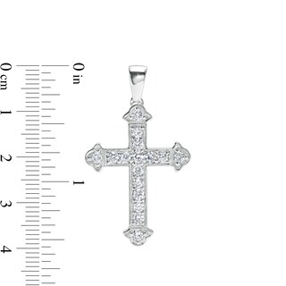 Solid Sterling Silver CZ Flared Cross Necklace Charm