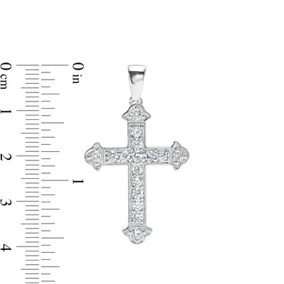 Solid Sterling Silver CZ Flared Cross Necklace Charm