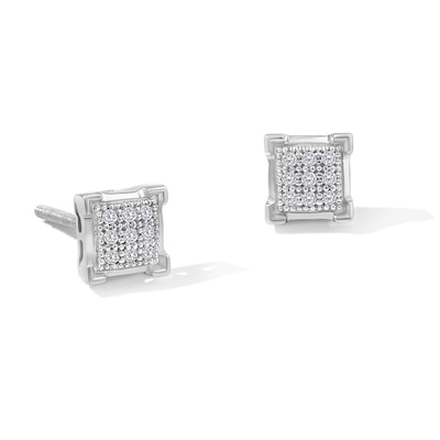 1/ CT. T.W. Princess-Cut Multi-Diamond Stud Earrings in Sterling Silver