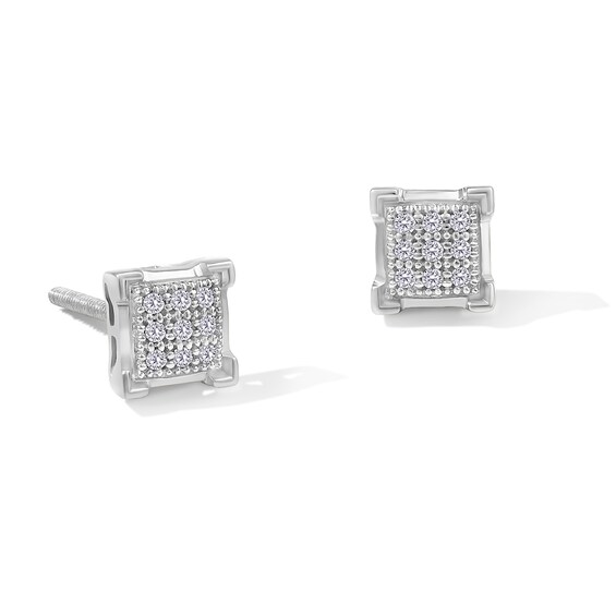 1/ CT. T.W. Princess-Cut Multi-Diamond Stud Earrings in Sterling Silver
