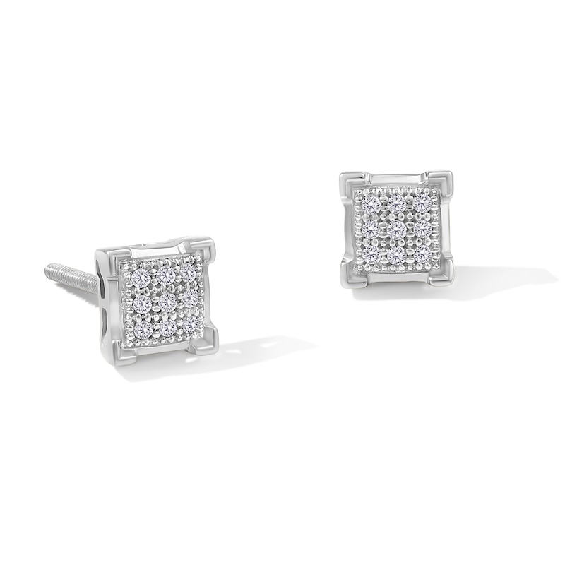 1/20 CT. T.W. Princess-Cut Multi-Diamond Stud Earrings in Sterling Silver