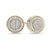 Thumbnail Image 1 of 1/10 CT. T.W. Diamond Frame Raised Split Circle Stud Earrings in 10K Gold
