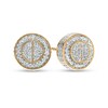 Thumbnail Image 0 of 1/10 CT. T.W. Diamond Frame Raised Split Circle Stud Earrings in 10K Gold