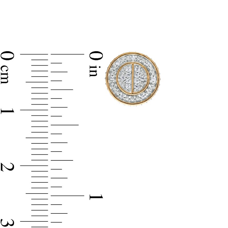 Main Image 2 of 1/10 CT. T.W. Diamond Frame Raised Split Circle Stud Earrings in 10K Gold