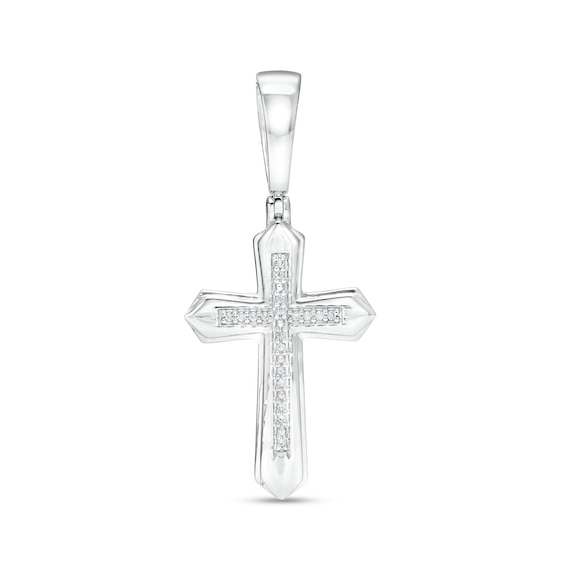 1/20 CT. T.W. Diamond Cross Necklace Charm in Sterling Silver