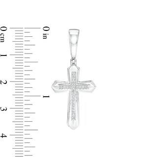 1/20 CT. T.W. Diamond Cross Necklace Charm in Sterling Silver