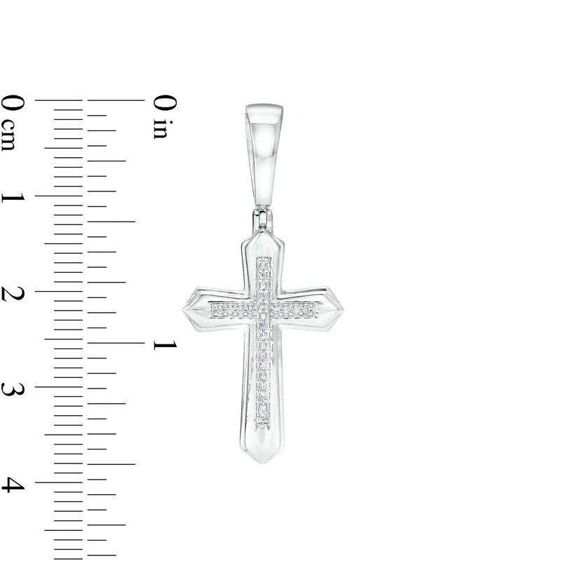 1/20 CT. T.W. Diamond Cross Necklace Charm in Sterling Silver