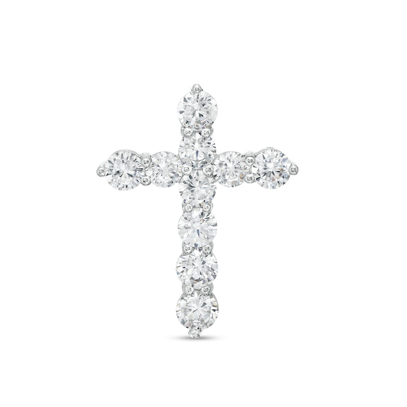 Cubic Zirconia 10-Stone Cross Necklace Charm in Semi-Solid Sterling Silver