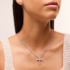 Thumbnail Image 2 of Cubic Zirconia 10-Stone Cross Necklace Charm in Semi-Solid Sterling Silver