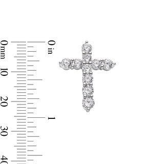 Solid Sterling Silver Ten-Stone CZ Cross Necklace Charm