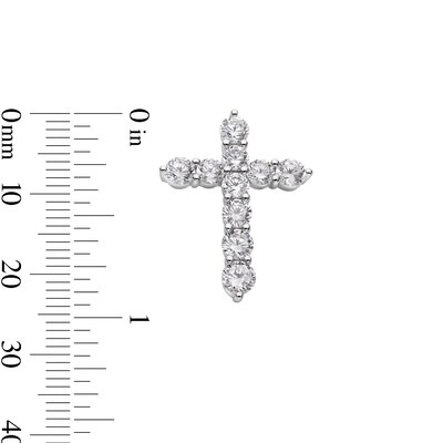 Solid Sterling Silver Ten-Stone CZ Cross Necklace Charm
