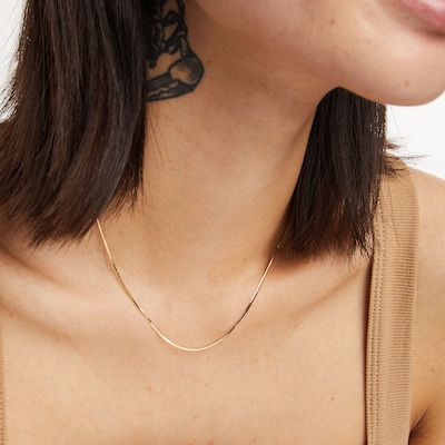 10K Solid Gold Herringbone Chain Made in Italy - 16"