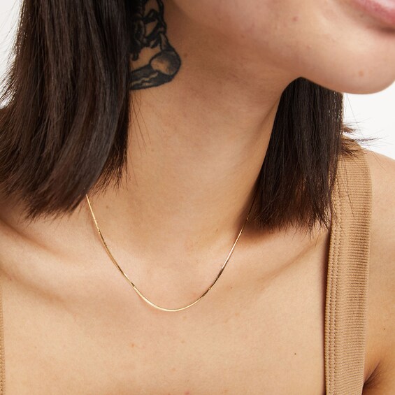 10K Solid Gold Herringbone Chain Made in Italy - 16"