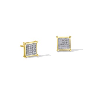Sterling Silver 1/6 CT. T.W. Multi-Diamond Square Studs
