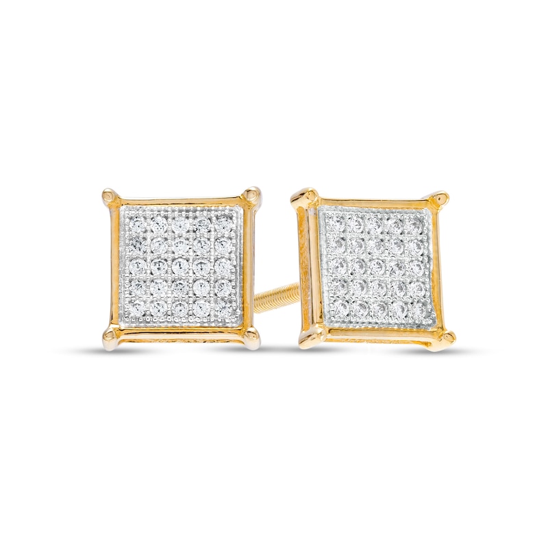 1/6 CT. T.W. Princess-Cut Multi-Diamond Stud Earrings in 10K Gold