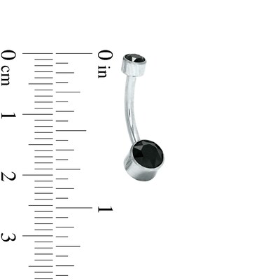 014 Gauge 6mm Black Crystal Belly Button Ring in Titanium