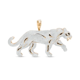 1/2 CT. T.W. Diamond Panther Necklace Charm in Sterling Silver with 14K Gold Plate