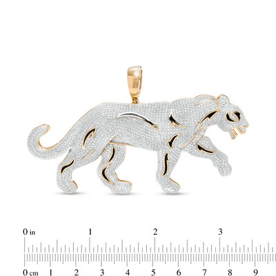 1/2 CT. T.W. Diamond Panther Necklace Charm in Sterling Silver with 14K Gold Plate