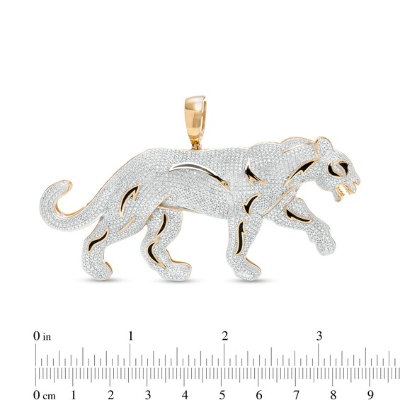 1/2 CT. T.W. Diamond Panther Necklace Charm in Sterling Silver with 14K Gold Plate