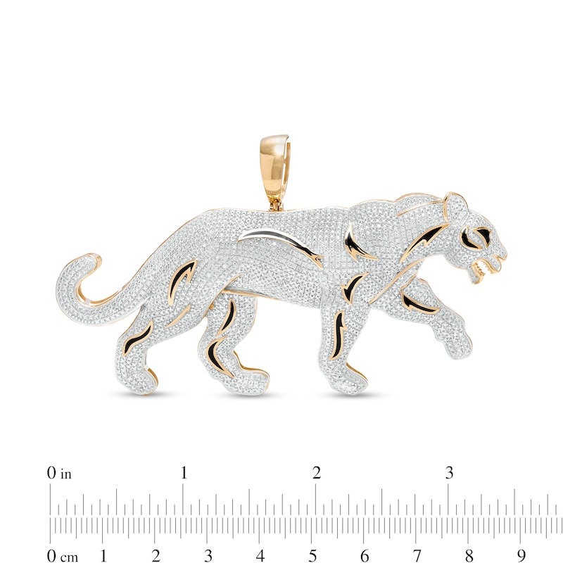 Main Image 2 of 1/2 CT. T.W. Diamond Panther Necklace Charm in Sterling Silver with 14K Gold Plate