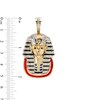 Thumbnail Image 1 of 1/5 CT. T.W. Diamond Red and Black Ceramic Pharaoh Necklace Charm in Sterling Silver with 14K Gold Plate