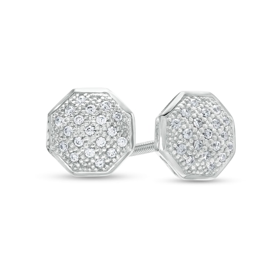 1/10 CT. T.W. Octagonal Multi-Diamond Stud Earrings in Sterling Silver