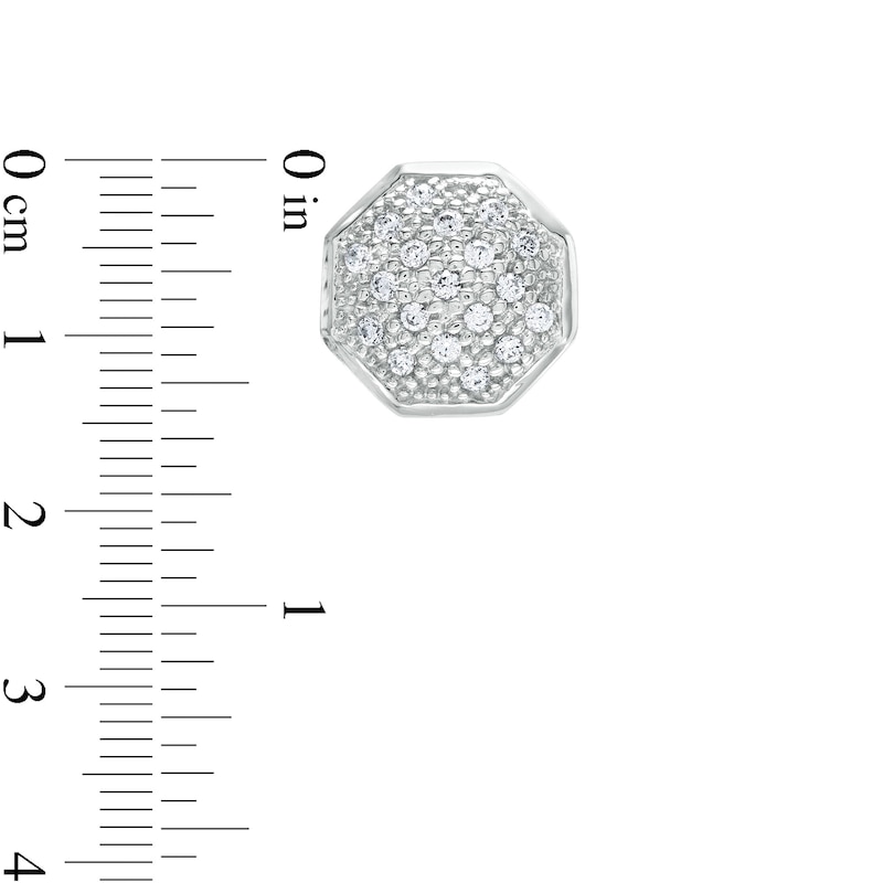 Main Image 2 of 1/10 CT. T.W. Octagonal Multi-Diamond Stud Earrings in Sterling Silver