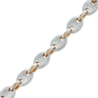 Men's 1/3 CT. T.W. Diamond Mariner Link Chain Bracelet in Sterling Silver with 14K Gold Plate – 8.5"
