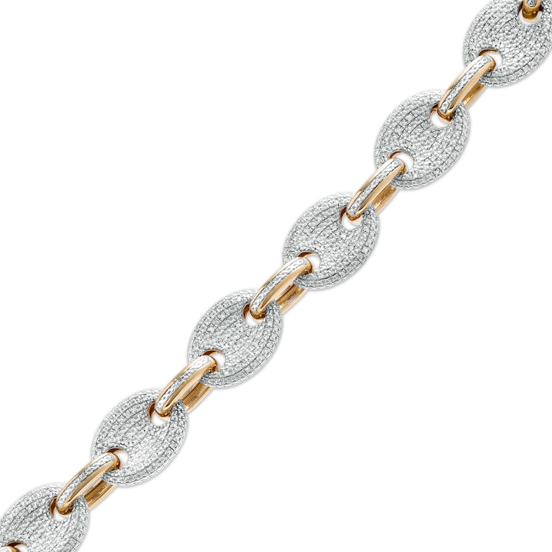 Men's 1/3 CT. T.W. Diamond Mariner Link Chain Bracelet in Sterling Silver with 14K Gold Plate – 8.5"