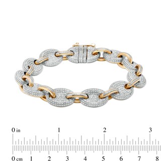 Men's 1/3 CT. T.W. Diamond Mariner Link Chain Bracelet in Sterling Silver with 14K Gold Plate – 8.5"