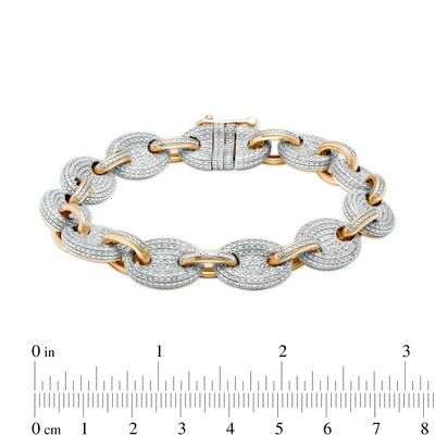Men's 1/3 CT. T.W. Diamond Mariner Link Chain Bracelet in Sterling Silver with 14K Gold Plate – 8.5"
