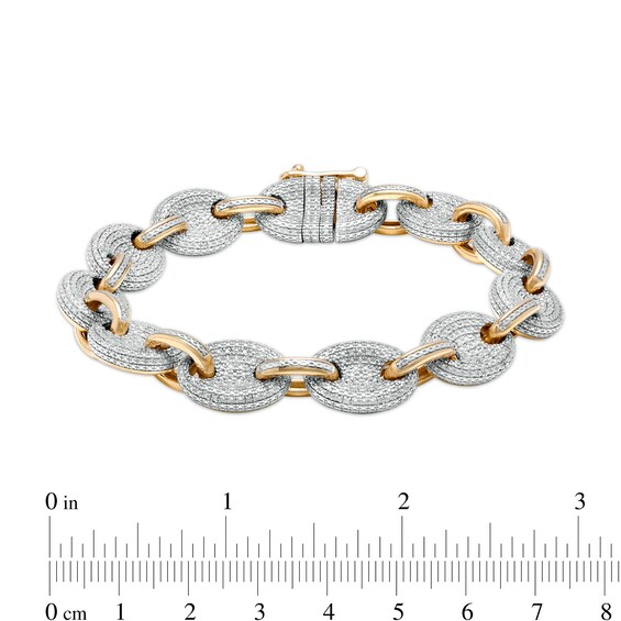 Men's 1/3 CT. T.W. Diamond Mariner Link Chain Bracelet in Sterling Silver with 14K Gold Plate – 8.5"