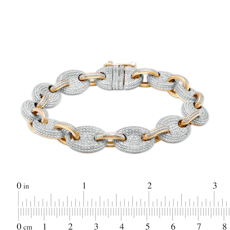 Main Image 2 of Men's 1/3 CT. T.W. Diamond Mariner Link Chain Bracelet in Sterling Silver with 14K Gold Plate – 8.5"