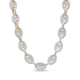 Men's 1 CT. T.W. Diamond Mariner Link Chain Necklace in Sterling Silver with 14K Gold Plate – 20&quot;
