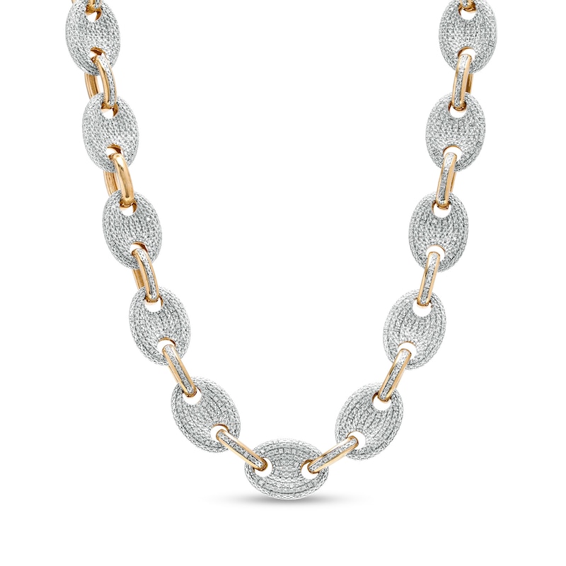 Main Image 1 of Men's 1 CT. T.W. Diamond Mariner Link Chain Necklace in Sterling Silver with 14K Gold Plate – 20"